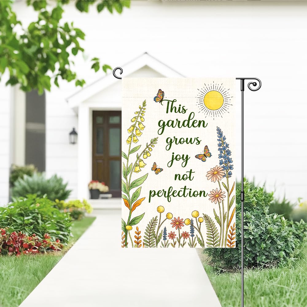 Gkodw Garden Flag, Funny Welcome Yard Flag for Outside, Religious Garden Gifts, Christian Yard Sign Home Décor, Christian Bible Musical Notes Flag (Beige2)