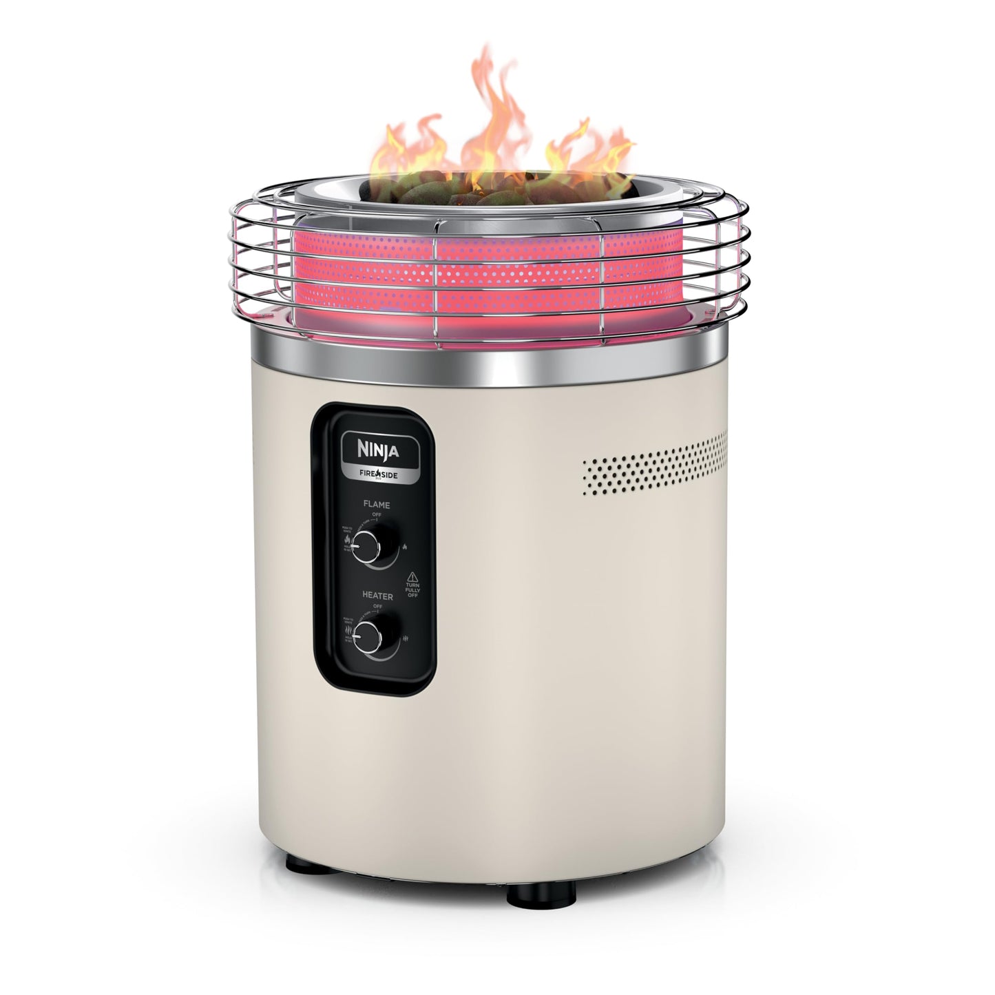 Ninja Fireside360™ Outdoor Heater & Fire Pit | 3 Modes: Flame, Heat, Flame & Heat | Portable for Patio, Deck, Camping, Beach | Easy Control Smokeless Flames | Push to Start Ignition | Stone | OF101ST