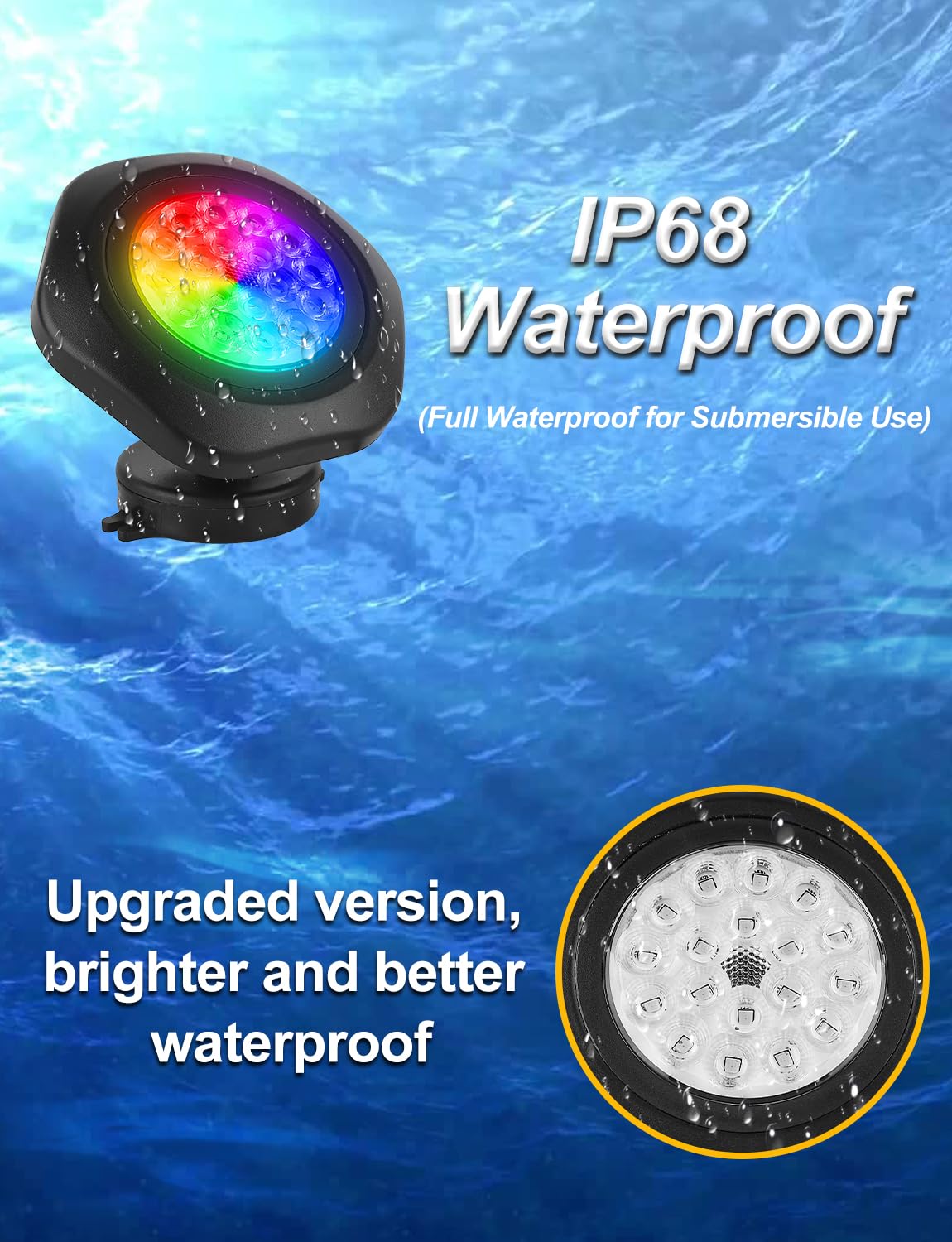 CREPOW RGB Underwater Pond Lights,Super Bright 18 LED Submersible Fountain Lights, Bluetooth APP Control IP68 Waterproof Color Changing Spotlights for Fish Aquarium Tank Yard Garden Pool(Set of 12)