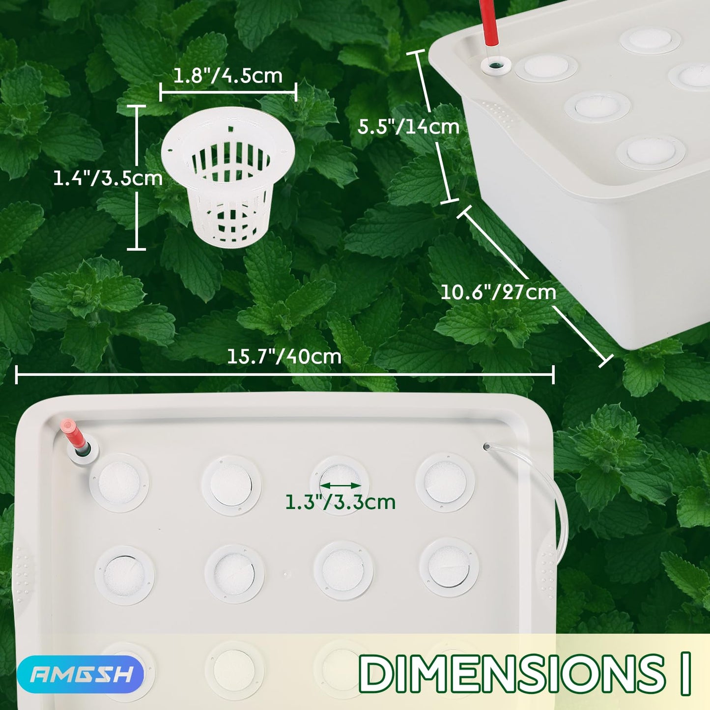 AMGSH Hydroponics Growing System Kit with Air Pump, Bubble Stone, 12-Hole Indoor Hydroponic System Grow Box, Indoor Gardening System & Hydroponic Kit Vegetable & Herb Garden Starter Kit