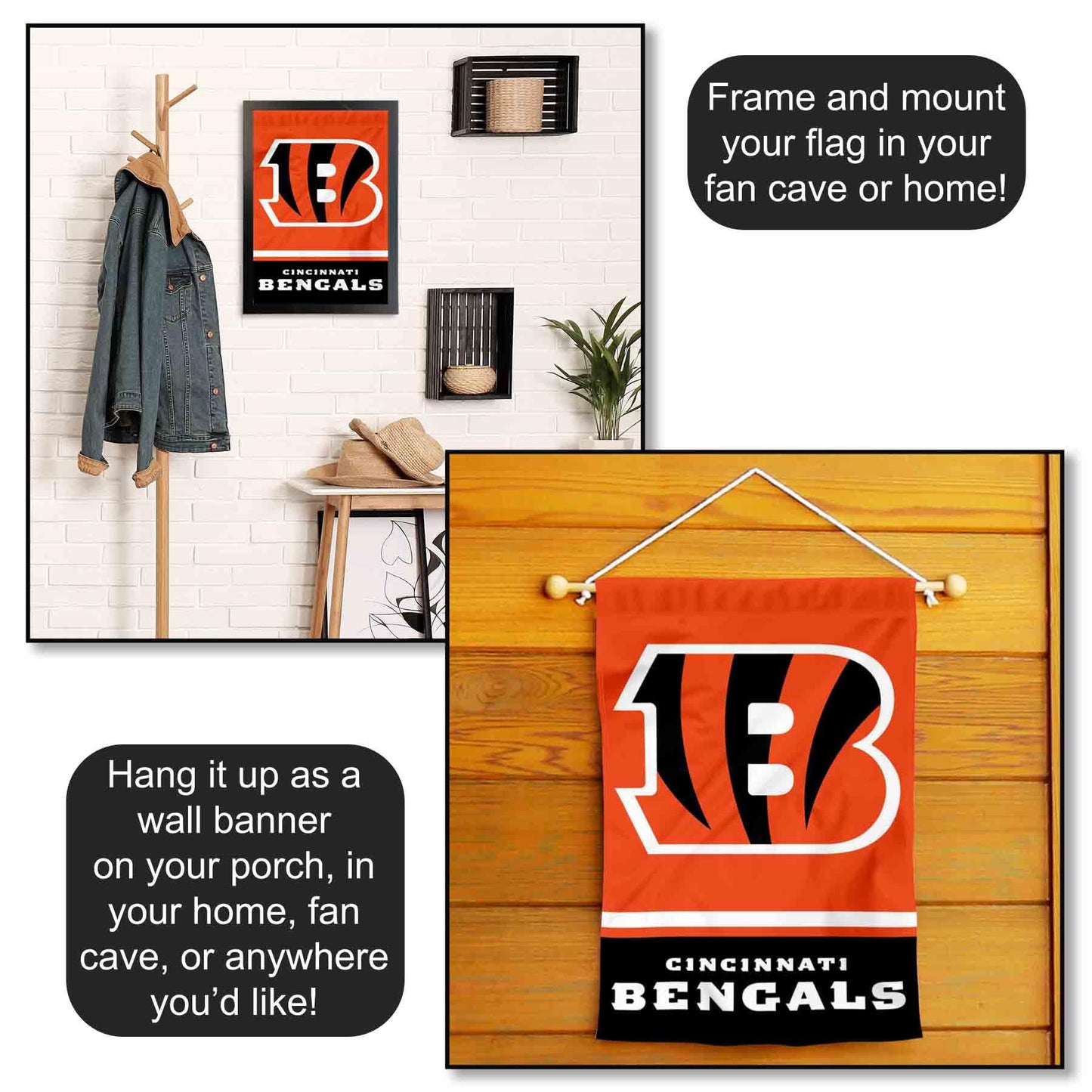 Cincinnati Bengals Double Sided Garden Flag