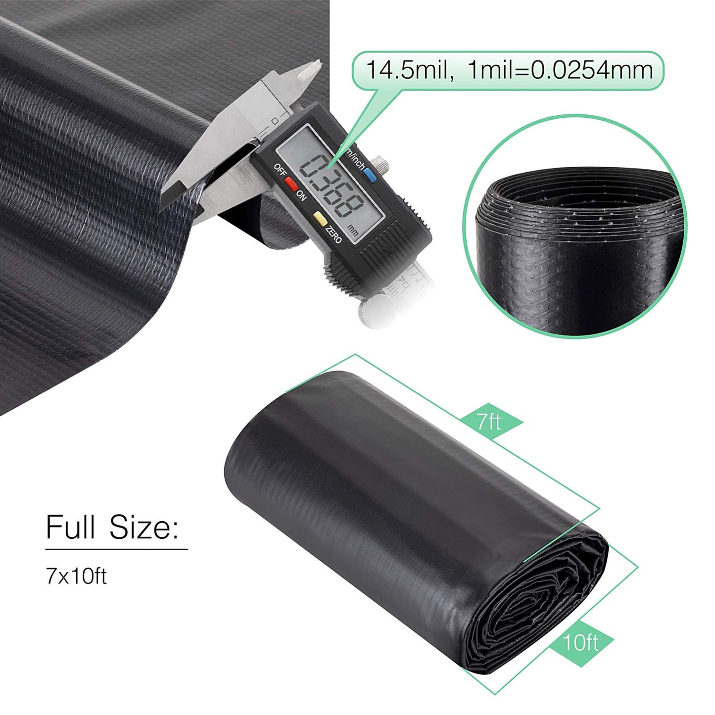 hygger Pond Liner - 7 by 10ft Fish Pond Liners for Outdoor Ponds, 14.5 Mil PVC Soft Pond Liner for Fish Ponds, Water Features, Garden Water Fountains, Waterfalls