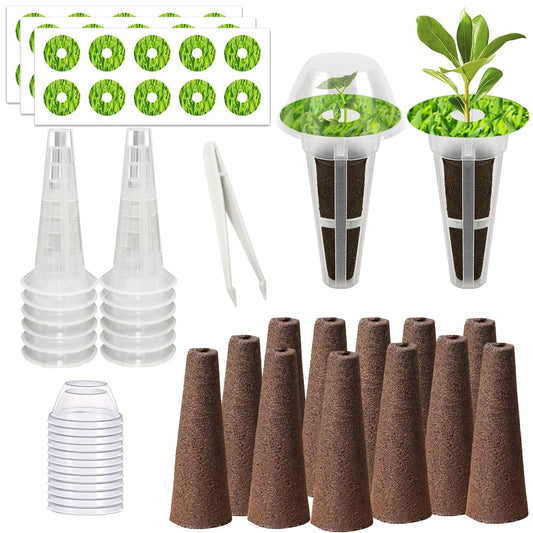 67 Seed Pod Kit for Aerogarden, Hydroponics Accessories for System Compatible with Hydroponics Supplies from All Brands, 12 Grow Sponges, 12 Grow Baskets, 12 Domes, 30 Pod Labels, 1 Tweezer (67 Pcs)