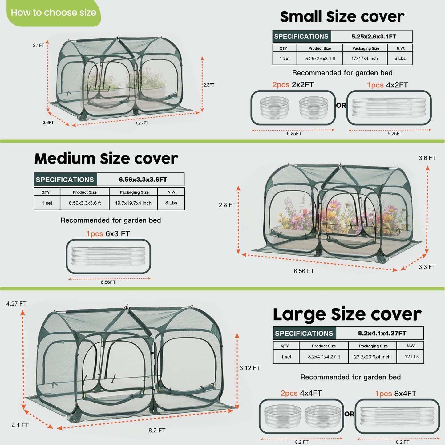 Poray Large 8.2x4FT Plant Netting Cover, Pop up Tunnel Crop Cage Gardening Net,Pest Guard Cover for Vegetables &Fruits,Durable Gardening Net for Plant and Animal
