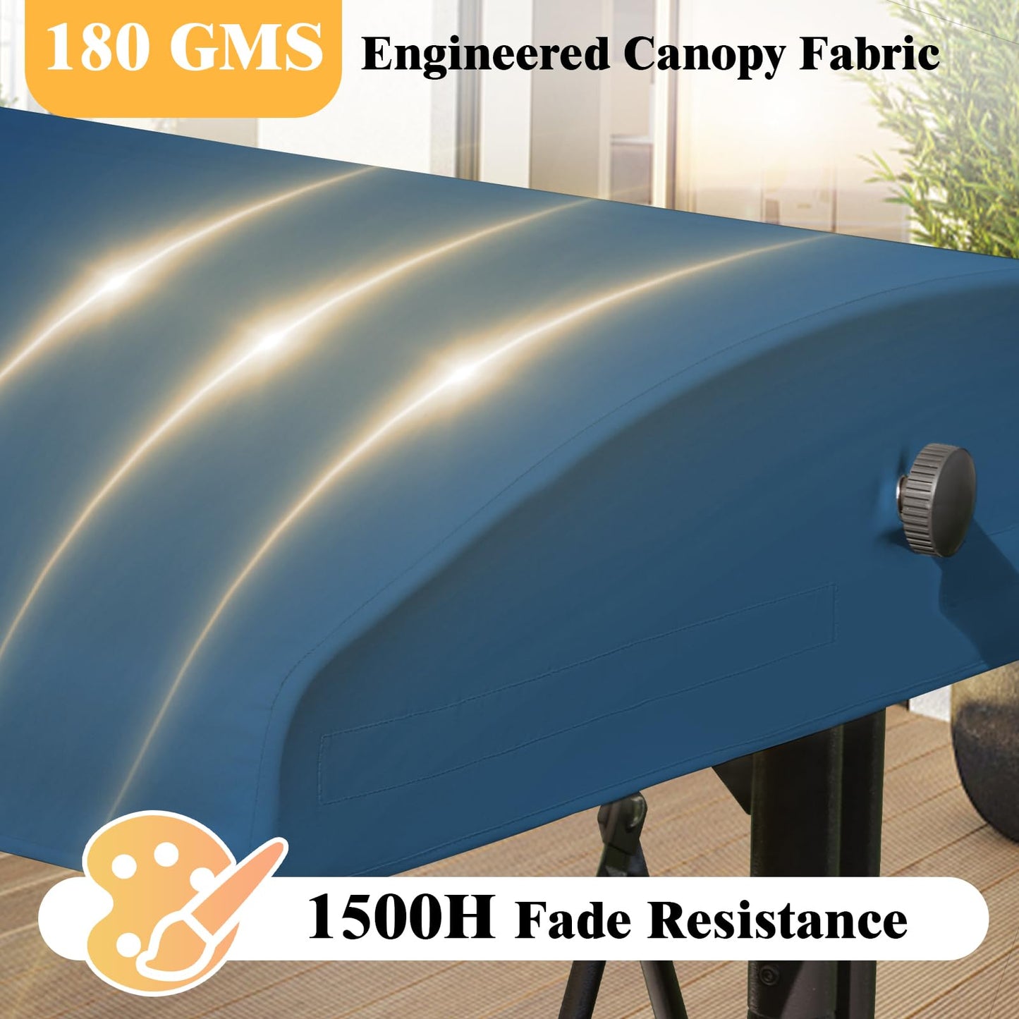 Oungelark Outdoor Porch Swing Canopy Replacement Cover, 3 Seat Swing Cover UV-Resistant for 3-Seat Porch Swing (Blue, 76.8x47.2x9.1in)