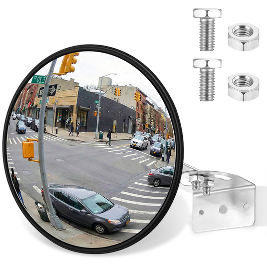 QFGasre 12 Inch Acrylic Convex Mirror, Adjustable Wide Angle Indoor Security Mirror Thick Acrylic Blind Spot Mirrors for Indoor and Outdoor Warehouse Offices