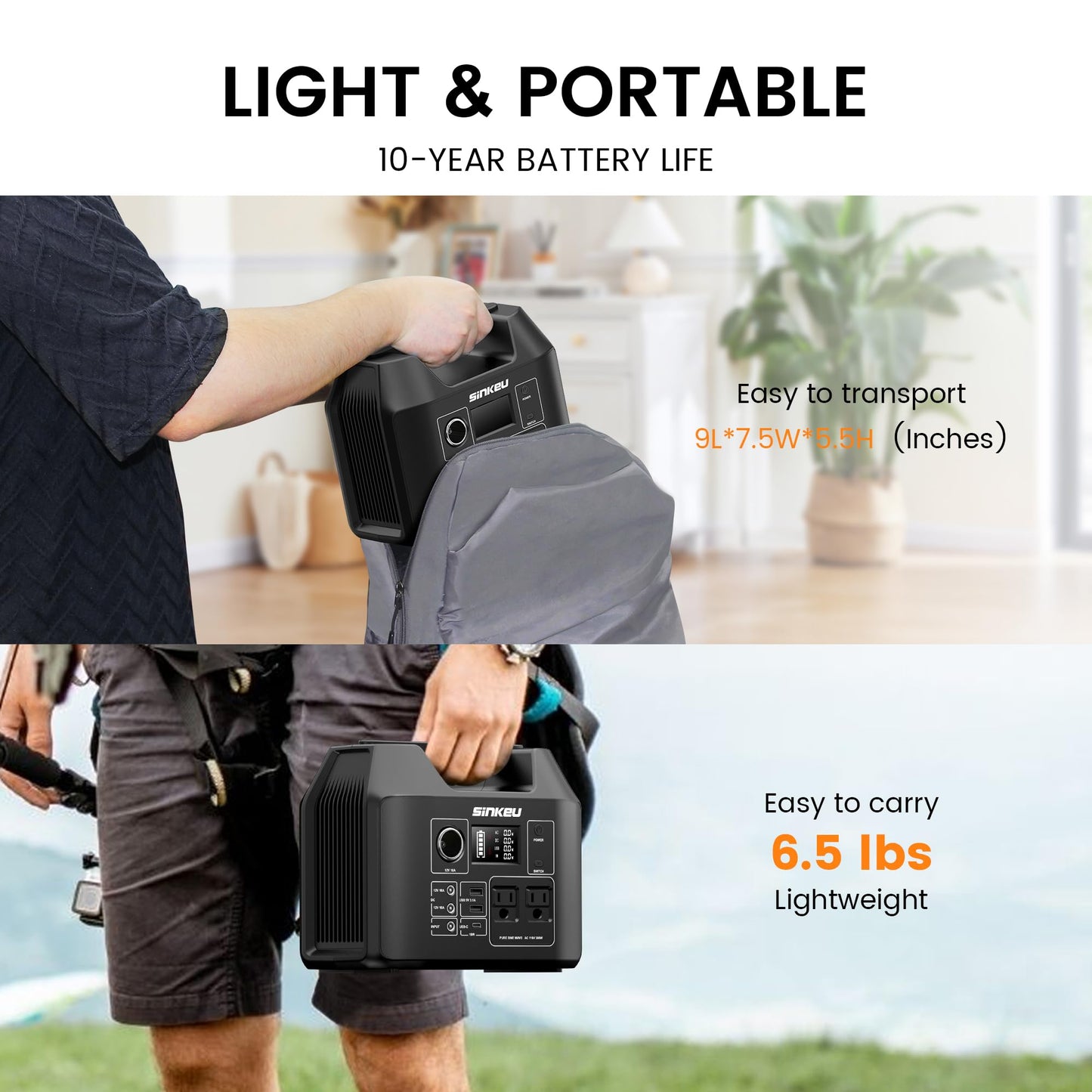 SinKeu Portable Power Station 80000mAh, 256Wh LiFePO4 Battery Backup,300W AC Outlets, Solar Generator for Hurricane Emergency Outdoor Camping RVs Home