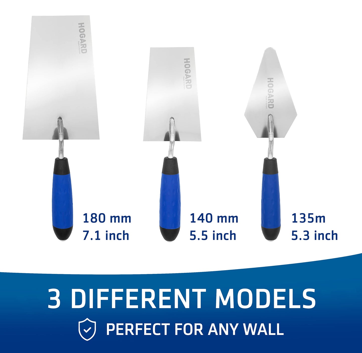 HOGARD 7" Margin Trowel Premium | Made of Stainless Steel | Flat Masonry Hand Trowel Tool with Soft Grip Handle | The Best Bucket Trowel Concrete Tool.
