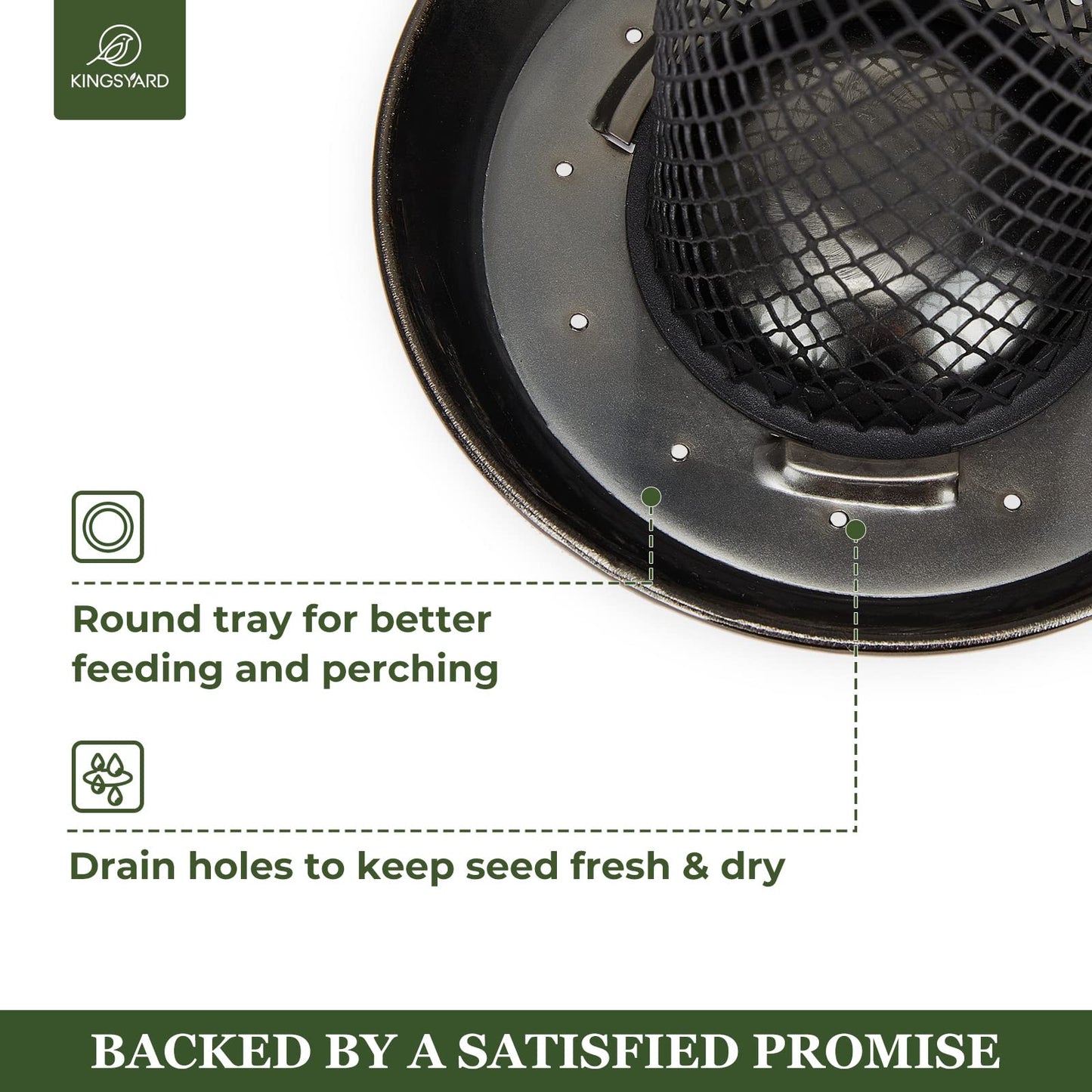 Kingsyard Mesh Tube Bird Feeders for Outdoors Hanging, All Metal, Wild Bird Feeder for Sunflower Seeds or Mealworm, Large Tray & Weatherproof Roof, 2.5 lbs Capacity (Antique Copper)