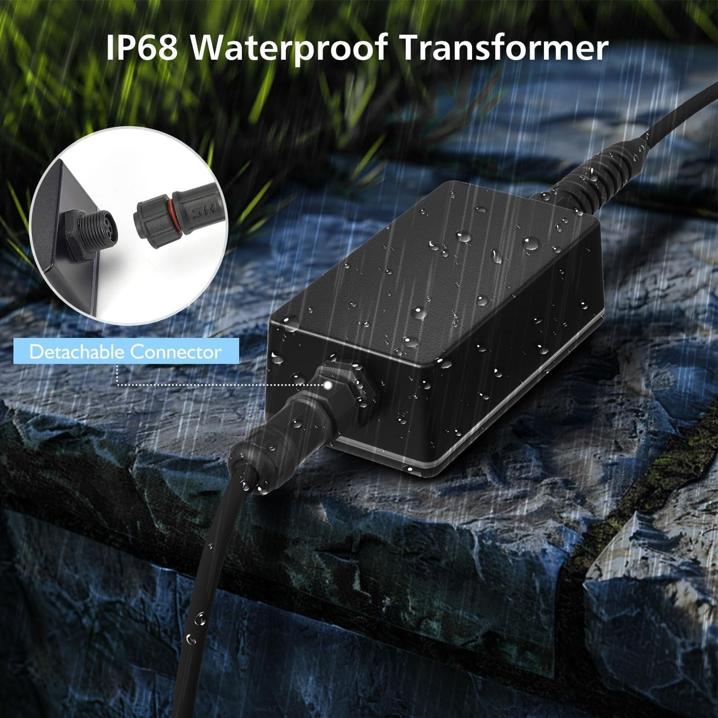 LyLmLe LED Pond Lights with APP Control, 6W SS316 Stainless Steel RGB Underwater Fountain Light with 12V Transformer, IP68 Waterproof Outdoor Underwater Lights for Pond Waterfall, Black Wire(4-Spots)