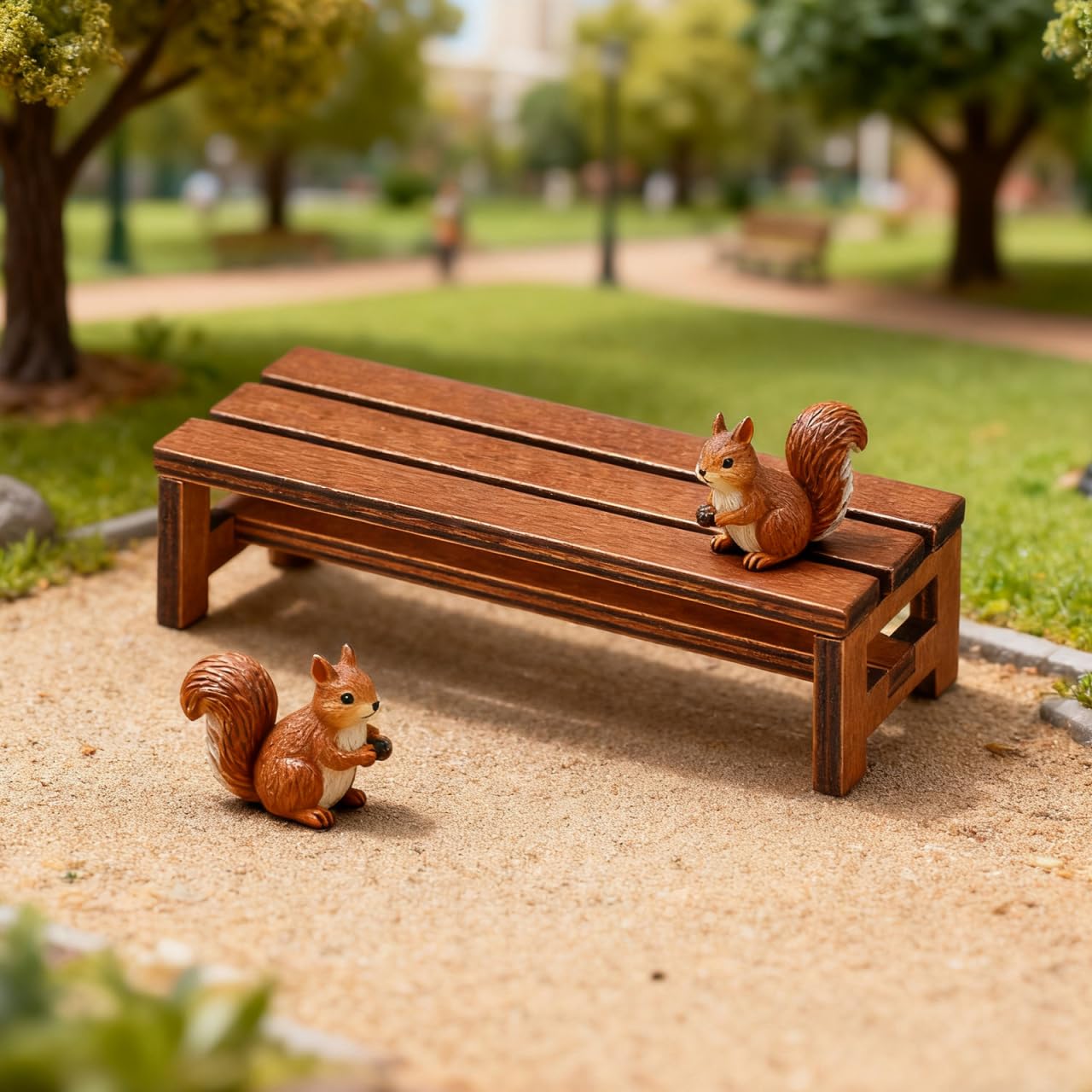 Garneck 2 Pack Miniature Wooden Benches for Dolls: 1:12 Tiny Fairy Garden Bench Figurines Dollhouse Furniture Accessories for Crafts Mini Park Chair Model for DIY Micro Landscape Scene Bonsai Decor