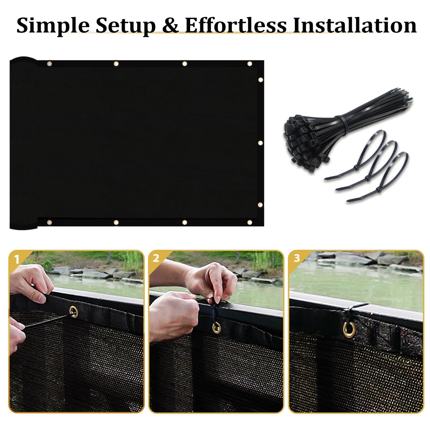 Shade&Beyond 4' X 50' Fence Privacy Screen Heavy Duty 170 GSM Fencing Mesh Shade Net Cover for Wall Garden Back Yard Outdoor Home Decoration, Black