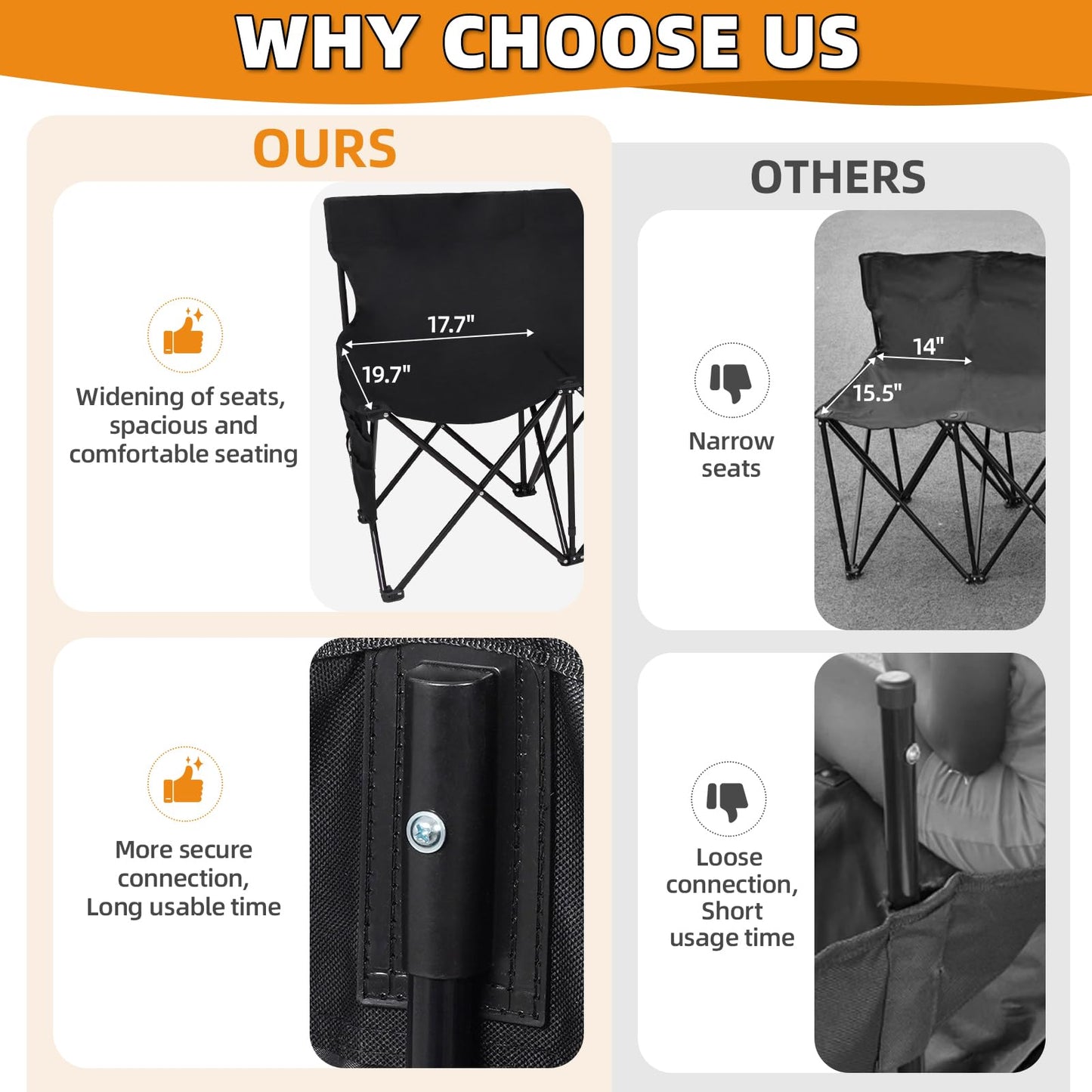 G GOOD GAIN Portable Soccer Bench - Team Bench Soccer 4 Seats with Bag, Sideline Folding Bench, Folded Chair Seating 4 for Football Camp Outdoor Sport Events, Team Chairs for Adults, Black