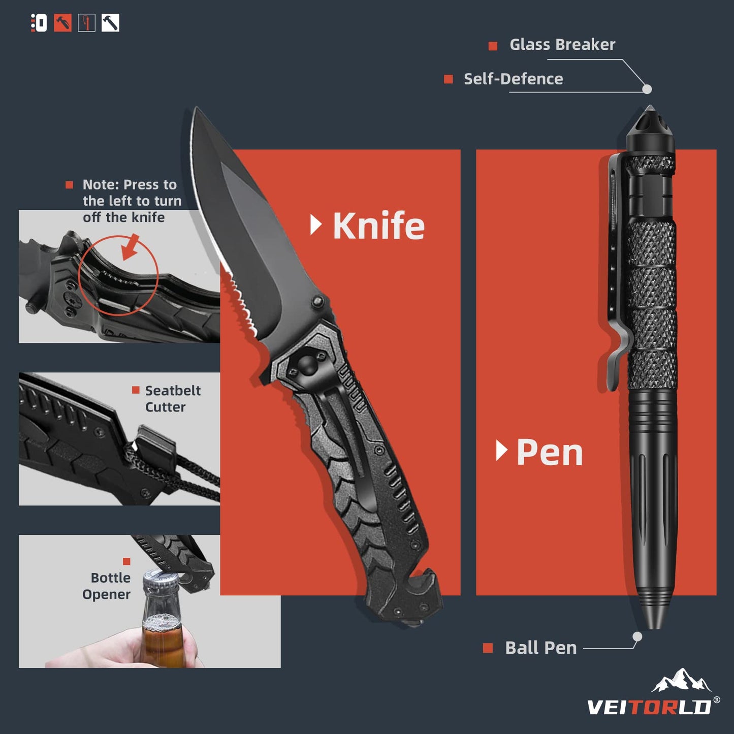 VEITORLD Gifts for Men Dad Husband Him Fathers Day, Survival Gear and Equipment 12 in 1, Survival Kits, Cool Unique Fishing Hunting Anniversary Birthday Gifts for Him Teen Boy Boyfriend Women