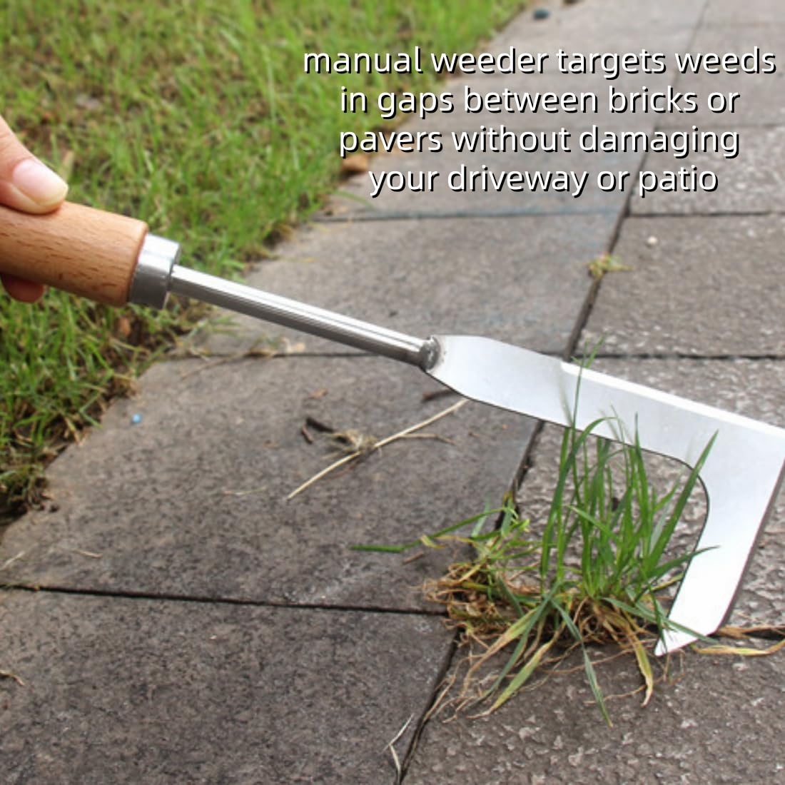 L-Shaped Stainless Steel Crevice Weeding Tool, 2026 New Sidewalk Weed Remover Tool, Ergonomic Beech Handle, for Garden Lawn Yard Patio Terrace Paving Moss Garden Tool (#A)