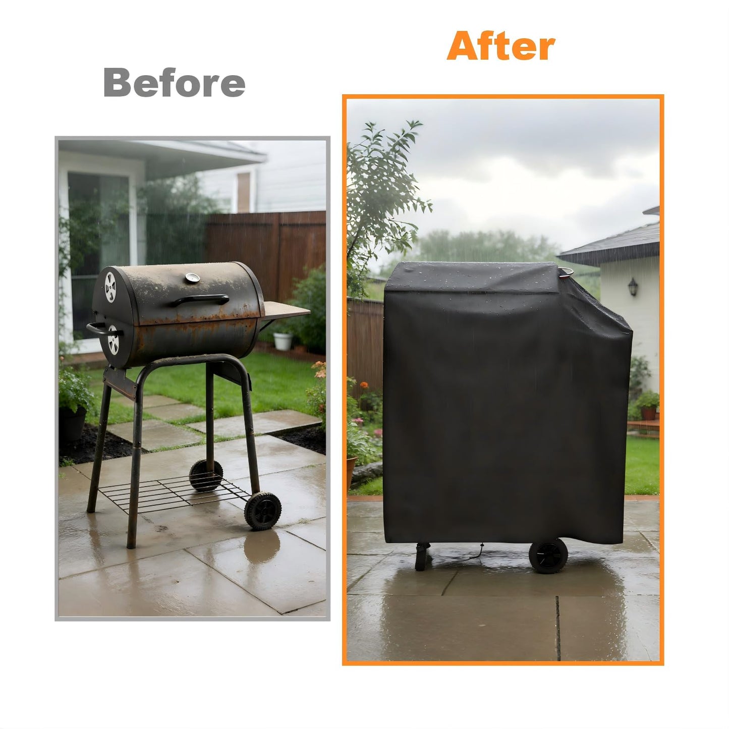 Agustone 35 Inch Grill Cover for DNKMOR Barrel Charcoal Grill with Side Table, Waterproof Cover for Kendane Outdoor BBQ Grill with Side Shelf, Backyard Camping BBQ Accessories - 35x24x39 Inch