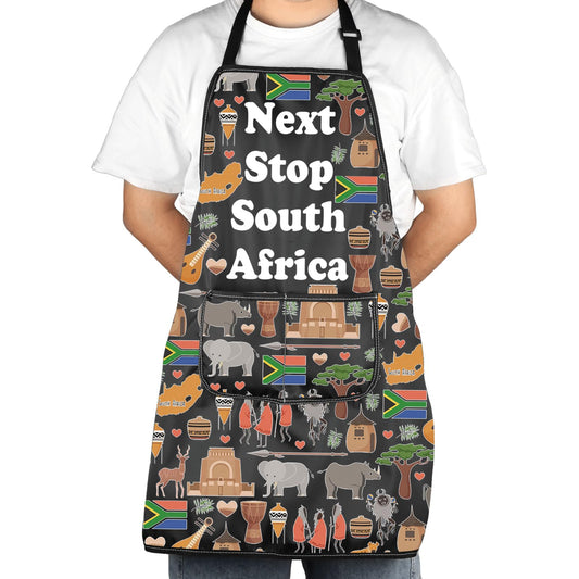 JXGZSO South Africa Symbols Gift Next Stop South Africa Apron With Pockets South Africa Trip Gift Chef Cooking Apron
