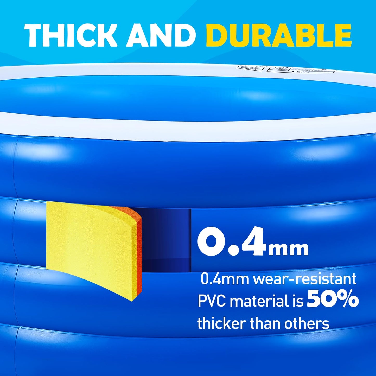 Biange Blow Up Pool, 72" X 30" Round Inflatable Swimming Pool, Kids Pool Inflatable, Kiddie Baby Swimming Pool for Backyard