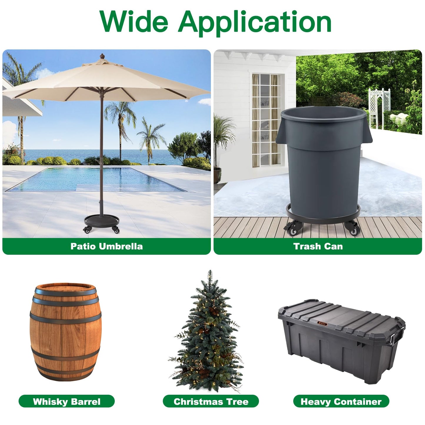 AMAGABELI GARDEN & HOME Plant Caddy with Wheels Heavy Duty 14“ 2 Pack Rolling Plant Stand Plant Dolly Iron Wheeled Lockable Casters Round Pot Mover Rollers Indoor Outdoor Planter Trolley Metal