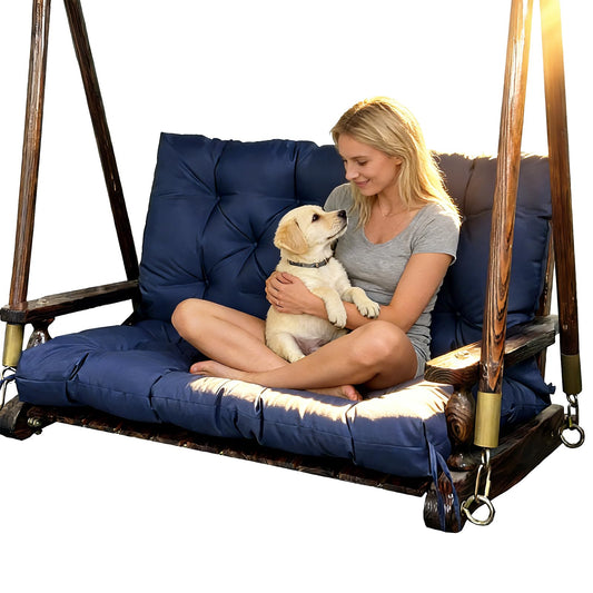 GRUYWC Porch Replacement Swing Cushions for Outdoor: 2-3 Seater Garden Waterproof Patio Bench Cushion with Ties - 4" Thick Swing Chair Cushion for Backyard Furniture Loveseat