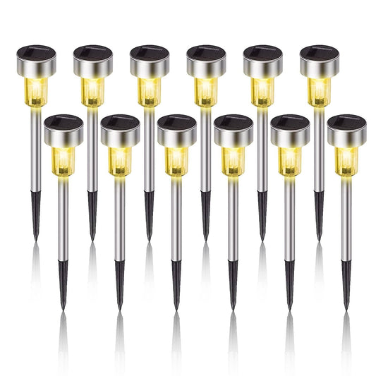 Dream Master Solar Lights Outdoor Waterproof, Stainless Steel LED Landscape Lighting, Solar Garden Lights, Outdoor Christmas Decorations for Yard, Pathway, Walkway, Patio, Lawn - 12Pack(Warm White)