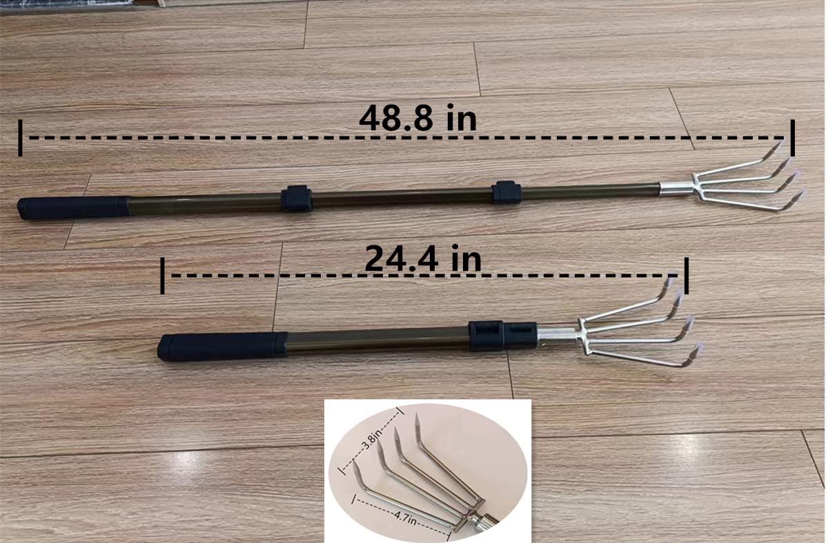 Stainless Steel Garden Claw rake Multifunctional rake, Lengthened Aluminum Alloy Handle, can be Used for Weeding and loosening the Soil in the Garden, and can Also be Used for Treasure Digging