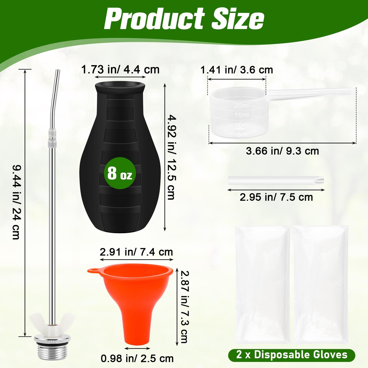 Extendable Garden Duster Powder Applicator, Anglekai Powder Duster for Diatomaceous Earth Applicator Dispenser, with Metal Tube/Spray Duster/Funnel/Tank/Plastic Gloves (from 9'' to 22'')