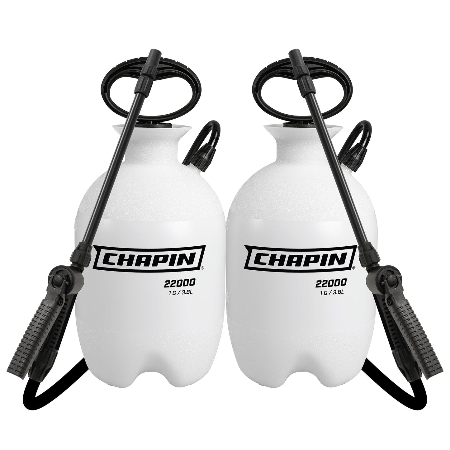 Chapin 22000 Pump Sprayer, 1-Gallon Translucent Tank with an Easy Fill Funnel-Top Opening, Adjustable Cone Nozzle & 34" Long Reach Hose, Used for Fertilizer, Pesticides, Weeds & Pests 2 Pack