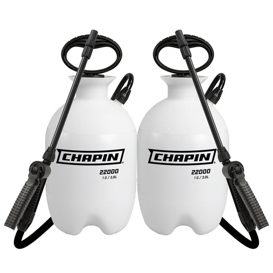 Chapin 22000 Pump Sprayer, 1-Gallon Translucent Tank with an Easy Fill Funnel-Top Opening, Adjustable Cone Nozzle & 34" Long Reach Hose, Used for Fertilizer, Pesticides, Weeds & Pests 2 Pack