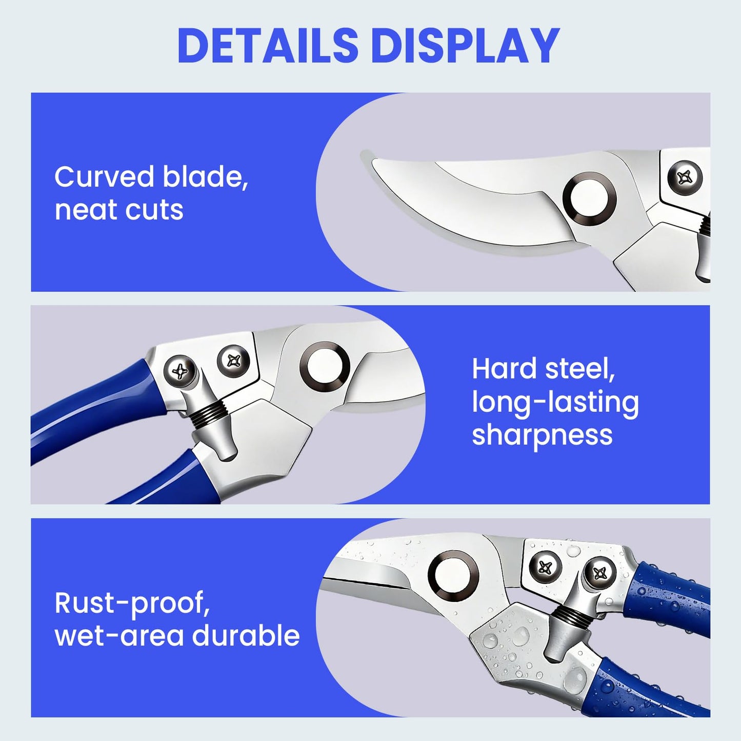 Garvee 2 Pack Pruning Shears for Gardening, Trimming Scissors Set Garden Shears Branch Cutter Garden Bypass Lopper and Tree Trimmer Tree Pruner Garden Shears for Gardening