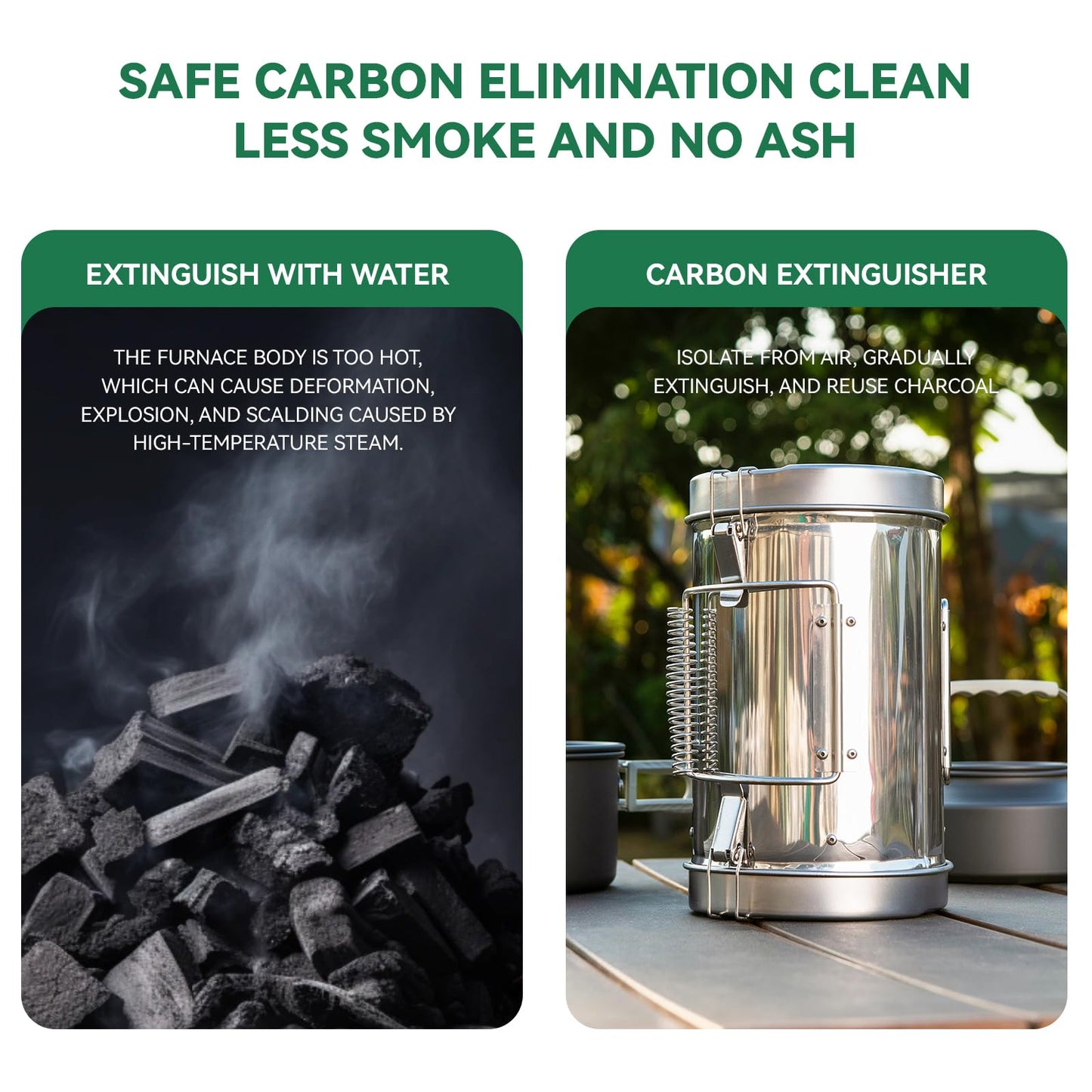 mocampro Stainless Steel Charcoal Chimney Starter | BBQ Chimney Starter for Charcoal Grill and Barbecues, Compact Outdoor Cooking BBQ Tools Accessories