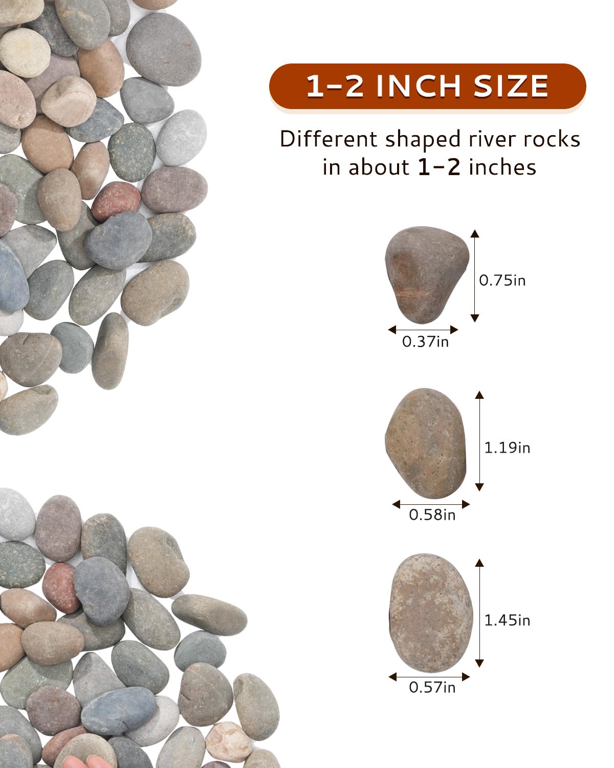 FAHAXIKI Natural River Rocks-10 lbs of Pebbles and River Stones,1-2 Inch Plant Rocks for Landscaping,Garden Paving,Crafting,Walkways,and Outdoor Decorative Stone,Mexican Beach River Rocks