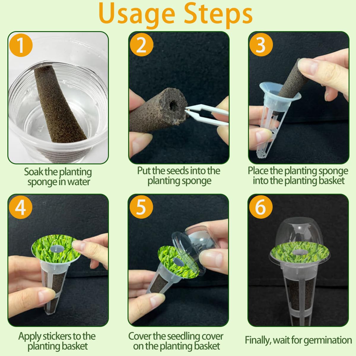 105 Seed Pod Kit for Aerogarden, Hydroponics Accessories for System Compatible with Hydroponics Supplies from All Brands, 30 Grow Sponges, 12 Grow Baskets, 12 Domes, 50 Pod Labels, 1 Tweezer (105 Pcs)