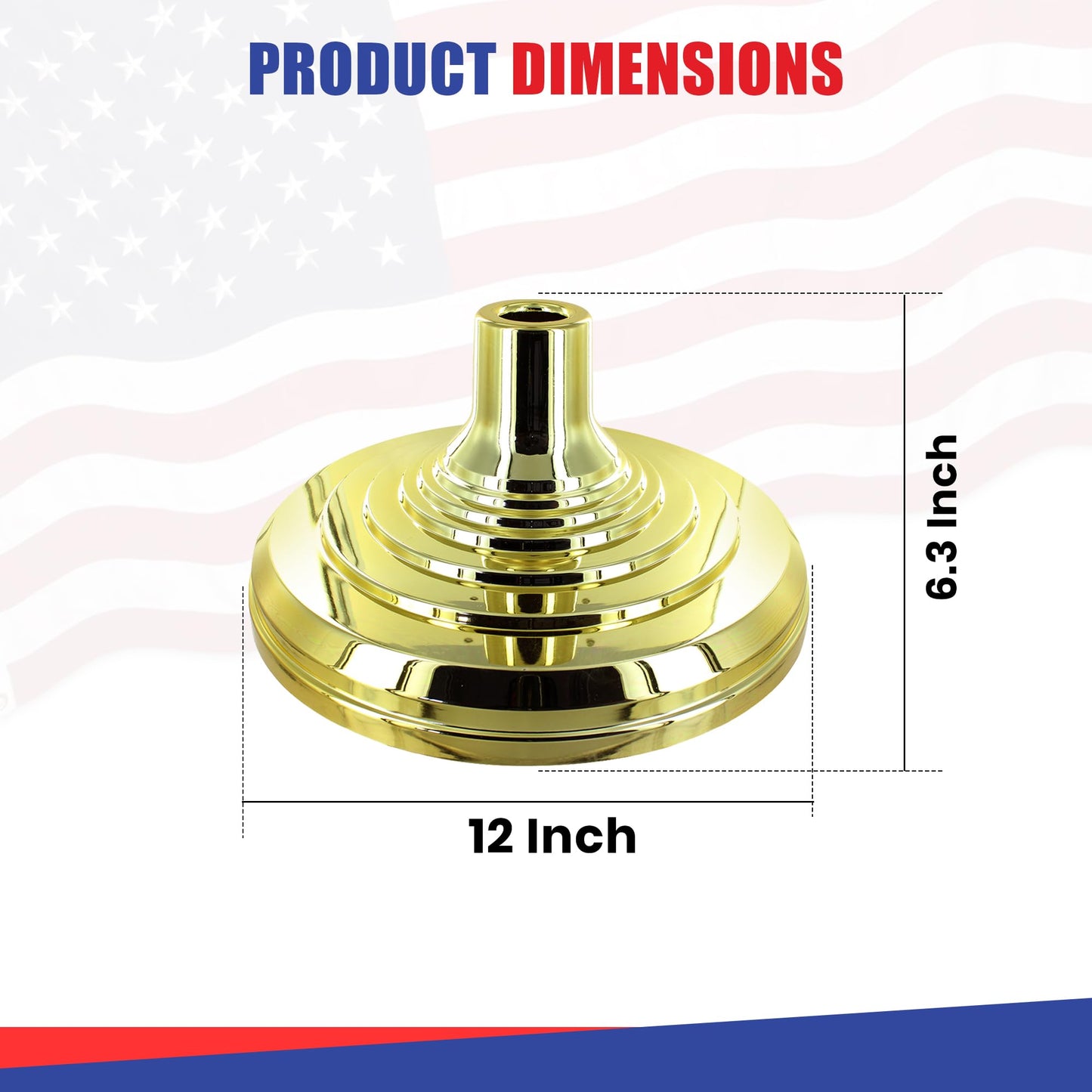 Super Tough Floor Stand Base for Indoor Flagpole - Metallic Gold | Durable ABS Plastic | Fits 1" to 1 1/4" Poles | Unweighted with Fillable Design | Easy Assembly with Elegant Gold Finish