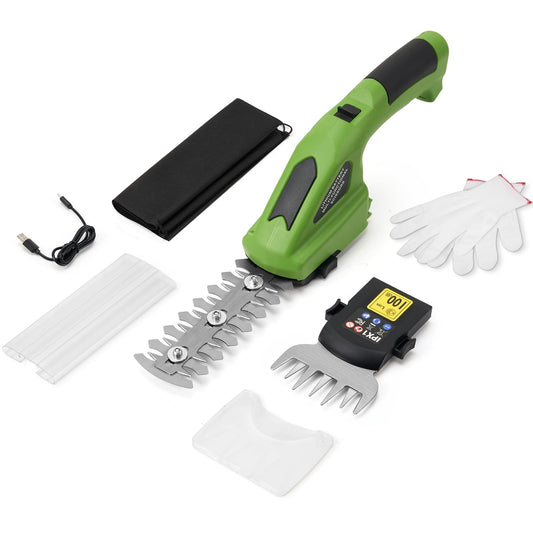 7.2V Cordless Hedge Trimmer, 2-in-1 Electric Shrub Trimmer and Grass Trimmers, 85 Mins Run Time, Lightweight Shrubbery Trimmer with Battery and Type-C Cable, Handheld Grass Shear Use for Garden