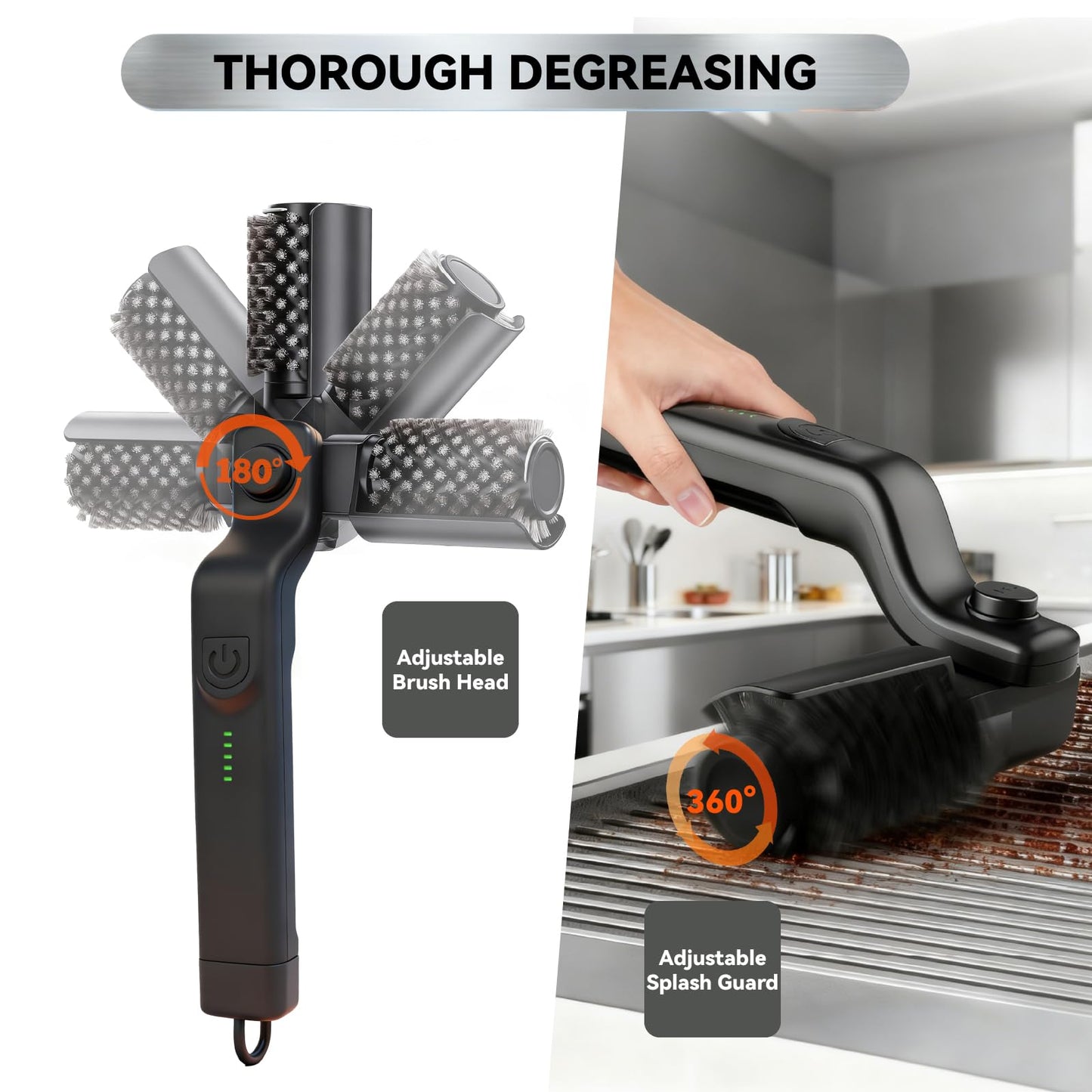 HAPOW Electric Rotary BBQ Grill Brush for Outdoor Grill, Rechargeable Cordless Electric Grill Cleaner, 3-Speed Power Control Grill Cleaning Brush with 304 Stainless Steel Bristle