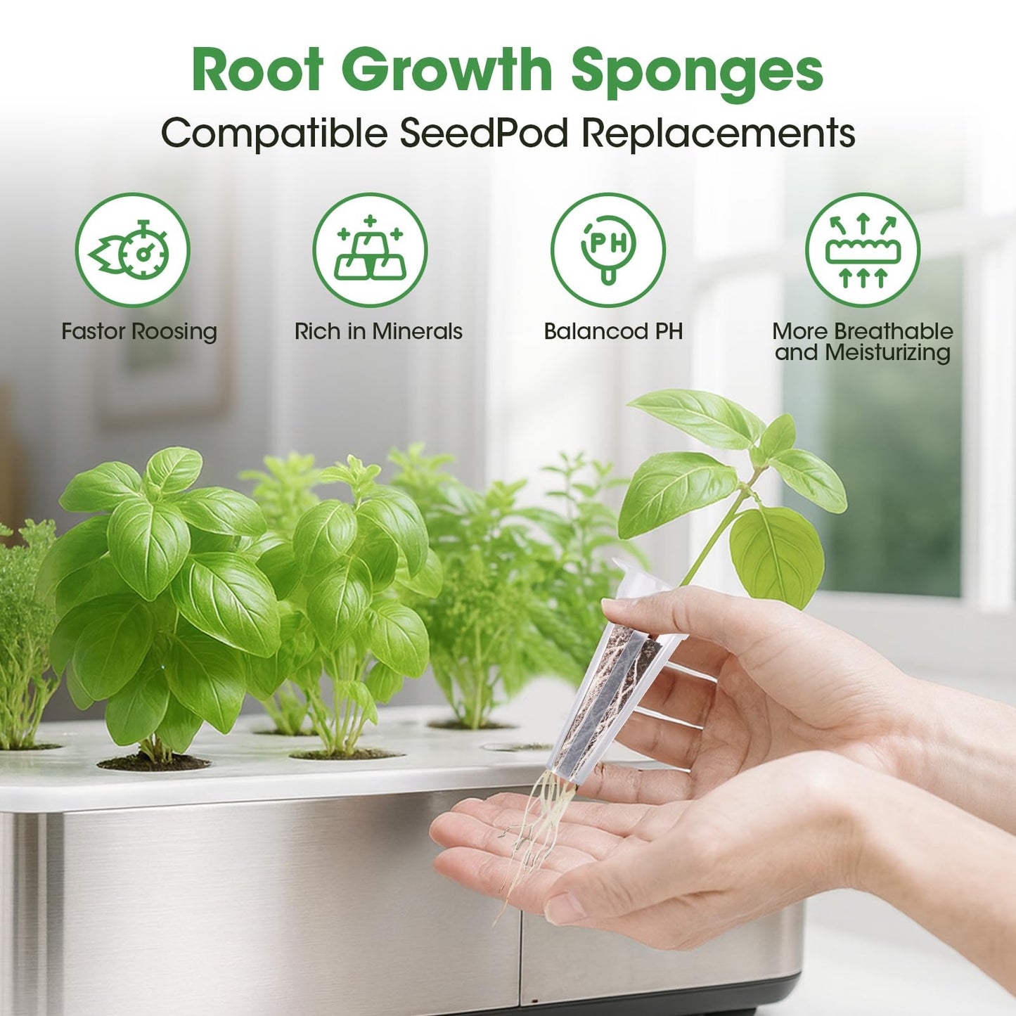 PlantaPulse 129Pcs Hydroponic Pods Kit with A&B Plant Food, 50 Grow Sponges, 50 Plant Labels, 12 Grow Baskets, 12 Grow Domes and 1 Tweezers - Indoor Hydroponics Supplies