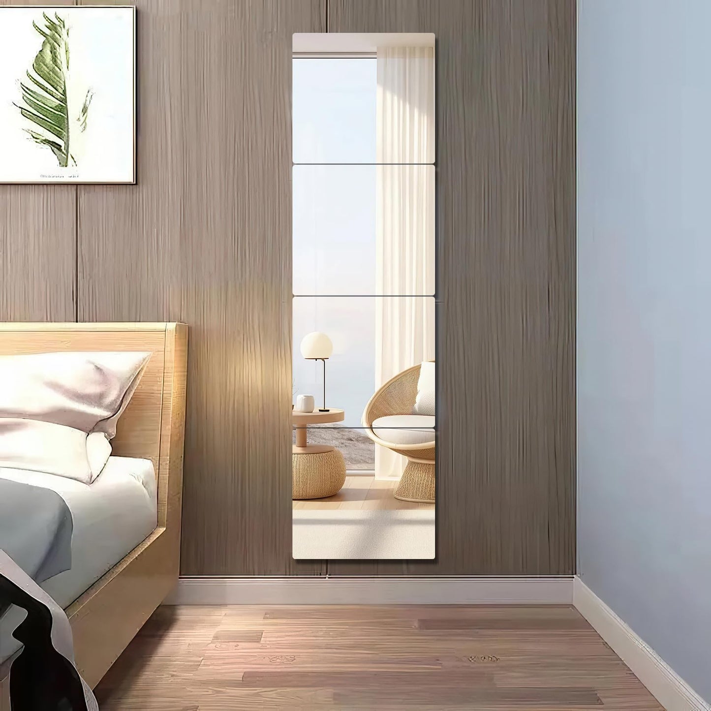 PopularLdo Shatterproof Acrylic Wall Mirror Tiles, 6 Pack 12x12 Inch Self-Adhesive Full Body Wall Mirrors for Bedroom, Home Gym, Bathroom & Living Room, Unbreakable Flexible Mirror Sheets