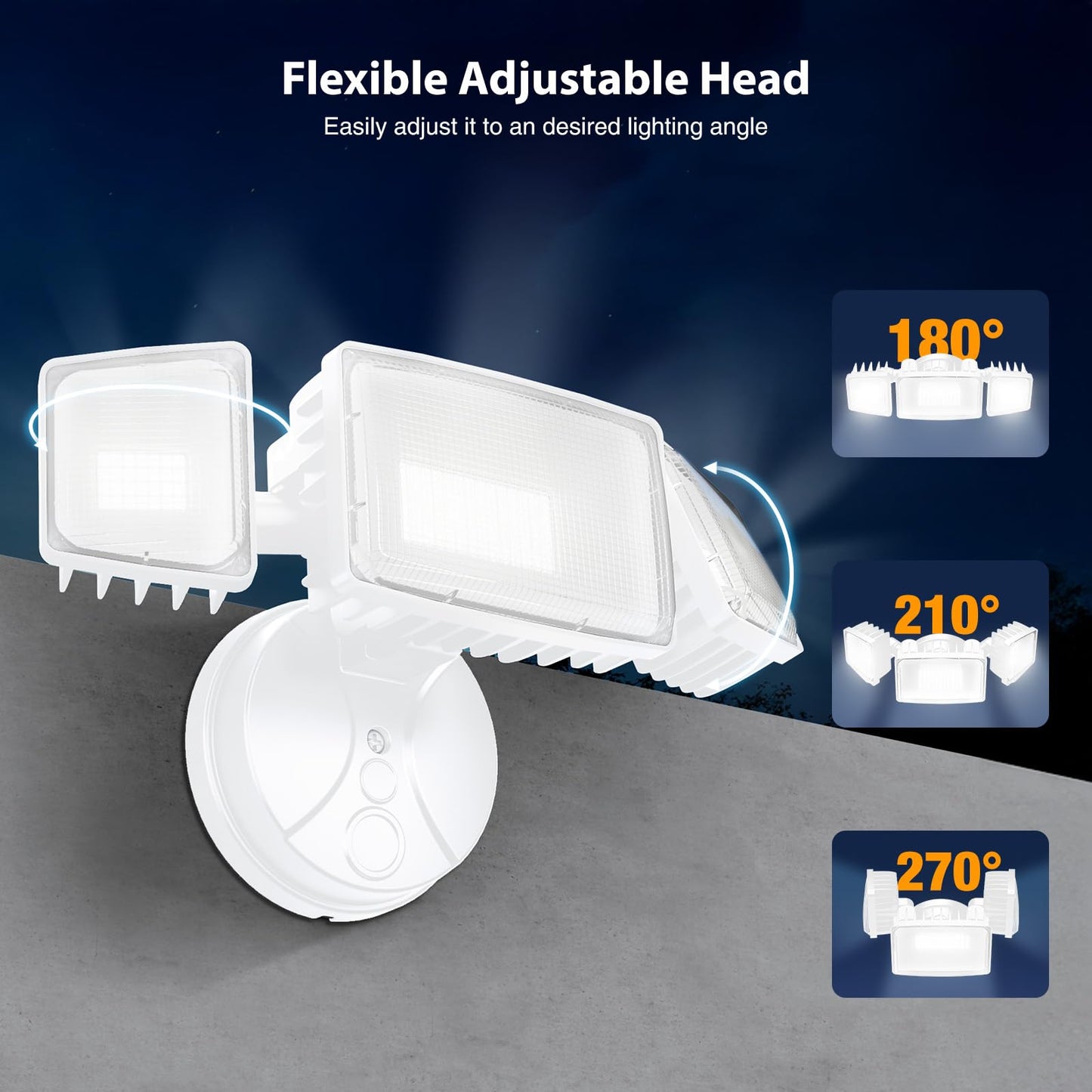 Onforu 100W 11000LM Flood Lights Outdoor, Brightness Security LED Flood Lights with 3 Adjustable Heads, Switch Controlled, IP65 Waterproof 6500K Outside Exterior Flood Light for Yard Garage Eave Patio