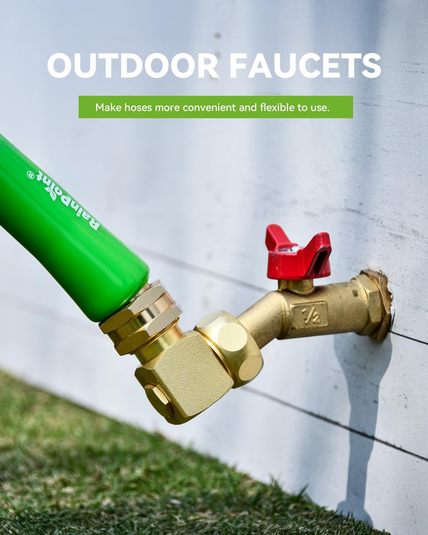 RAINPOINT 90 Degree Hose Elbow-360 Degree Swivel, 3/4" GHT Garden Hose Connector/Adapter, Solid Brass Water Hose Fittings for RV, Outdoor Faucet, Spigot,Easy Installation(2 Pack)