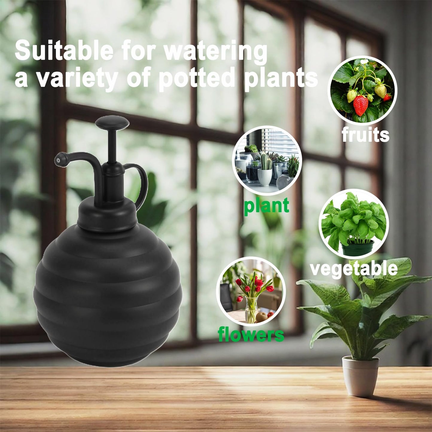 Lianshi Plant Mister Spray Bottle, 500ml/17oz, Vintage Style Water Sprayer (Black)