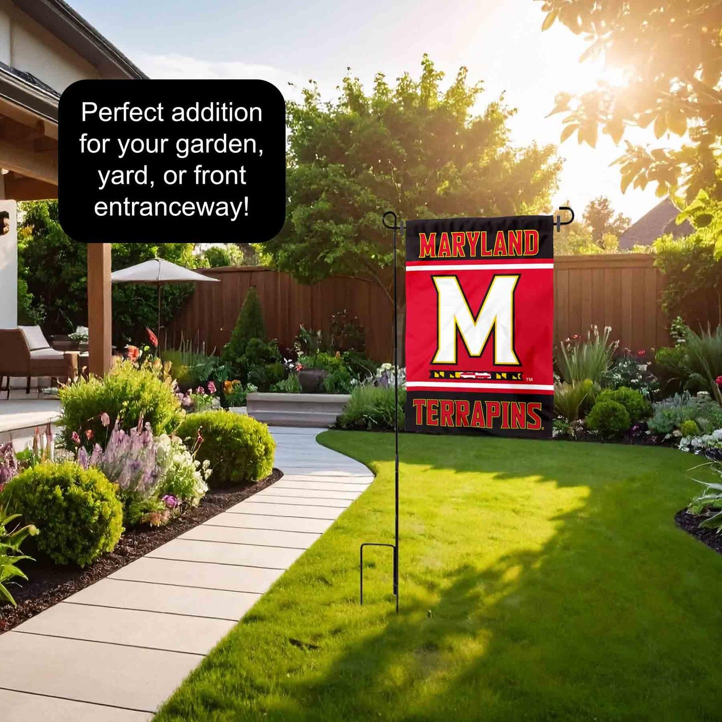 Maryland Terrapins Garden Flag with Stand Holder