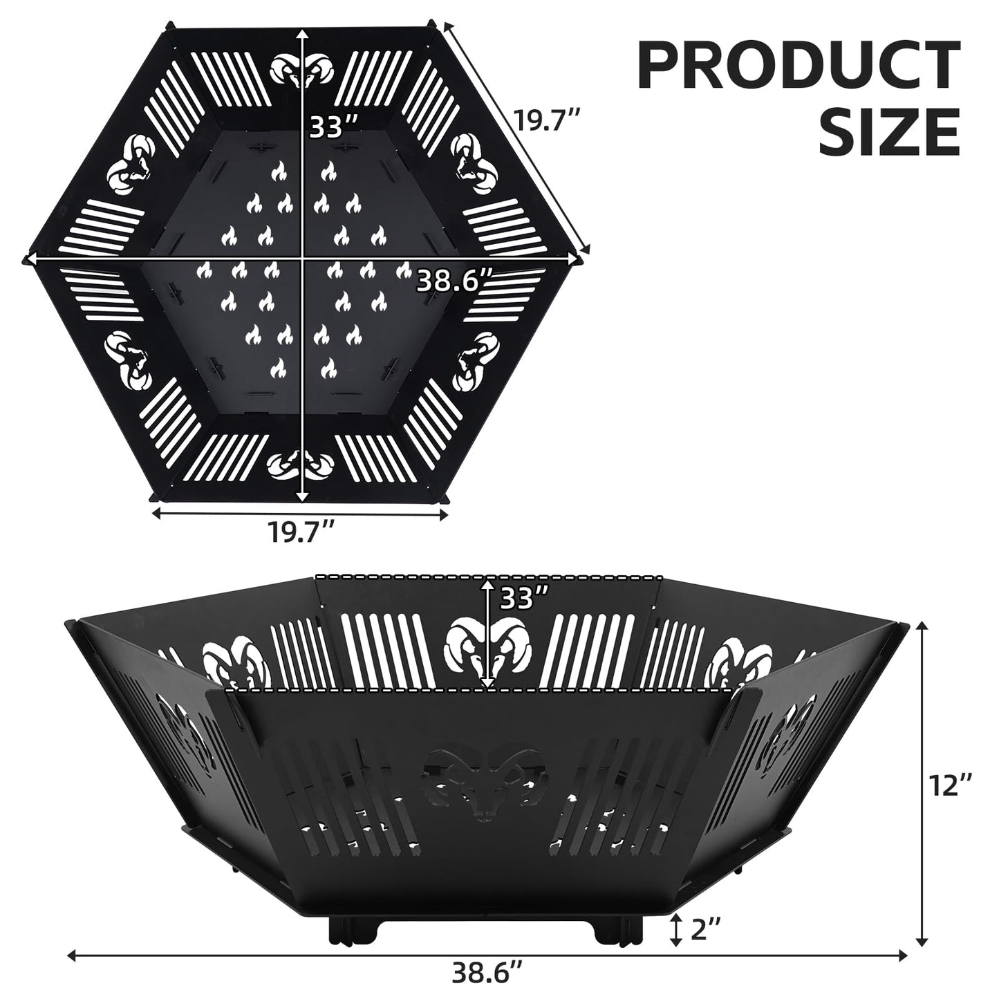 Permade Portable Plug Fire Pit, 38.6"" Collapsible Fire Pit for Outdoor Wood Burning with Carry Bag, Folding Fire Pit for BBQ, Camping, Travel, Picnic, Backyard, Patio, black