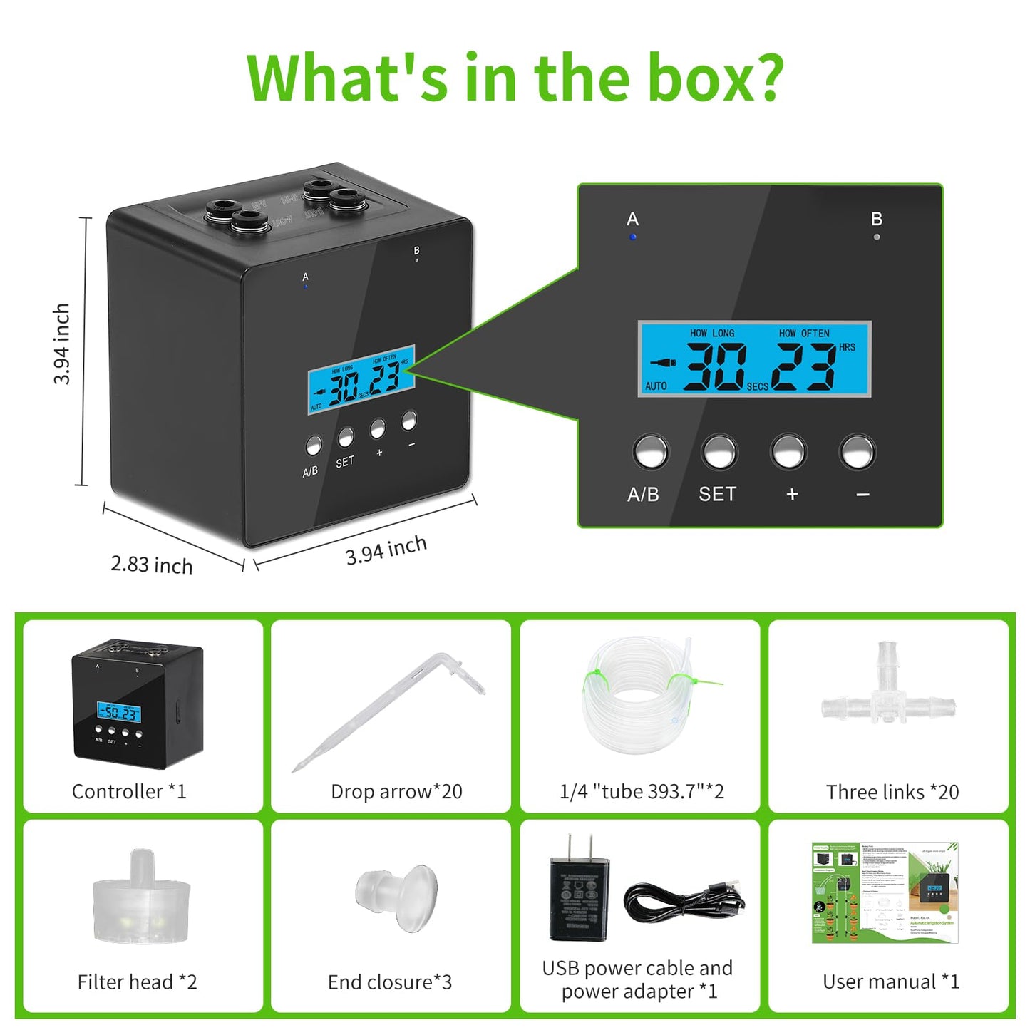RUNWUSHENG Plant Watering Devices, 20 Potted Indoor Houseplants Support, Plant Watering Devices, Auto Drip Irrigation Kit Programmable Water Timer
