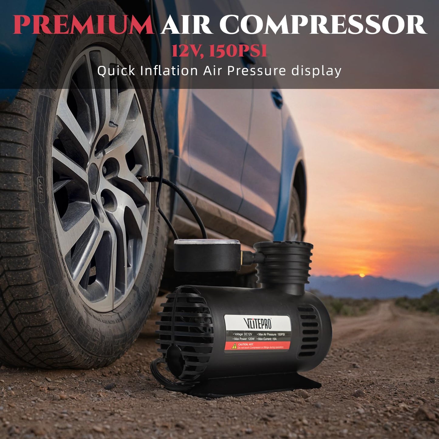 VLITEPRO Car Emergency Kit,Roadside Emergency Car Kit for Vehicles,with Portable Air Compressor,Jumper Cables, First Aid Kit, Roadside Assistance Emergency Safety Kit for Women,Men,Teen (Black+red)