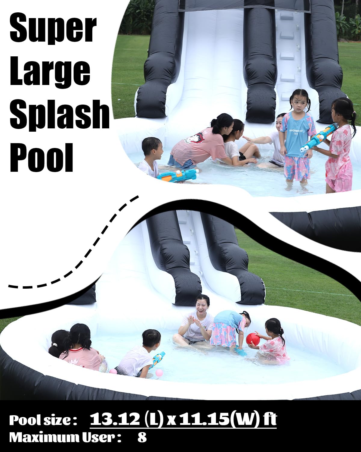 24FT(L) Inflatable Water Slide for Adults Kids【Giant Pool&Dartboard】 100% PVC Commercial Grade Water Slides with 1100W Blower, 0.45mm Heavy Duty Vinyl Blow Up Waterslide Backyard Outdoor, 24x13x13ft