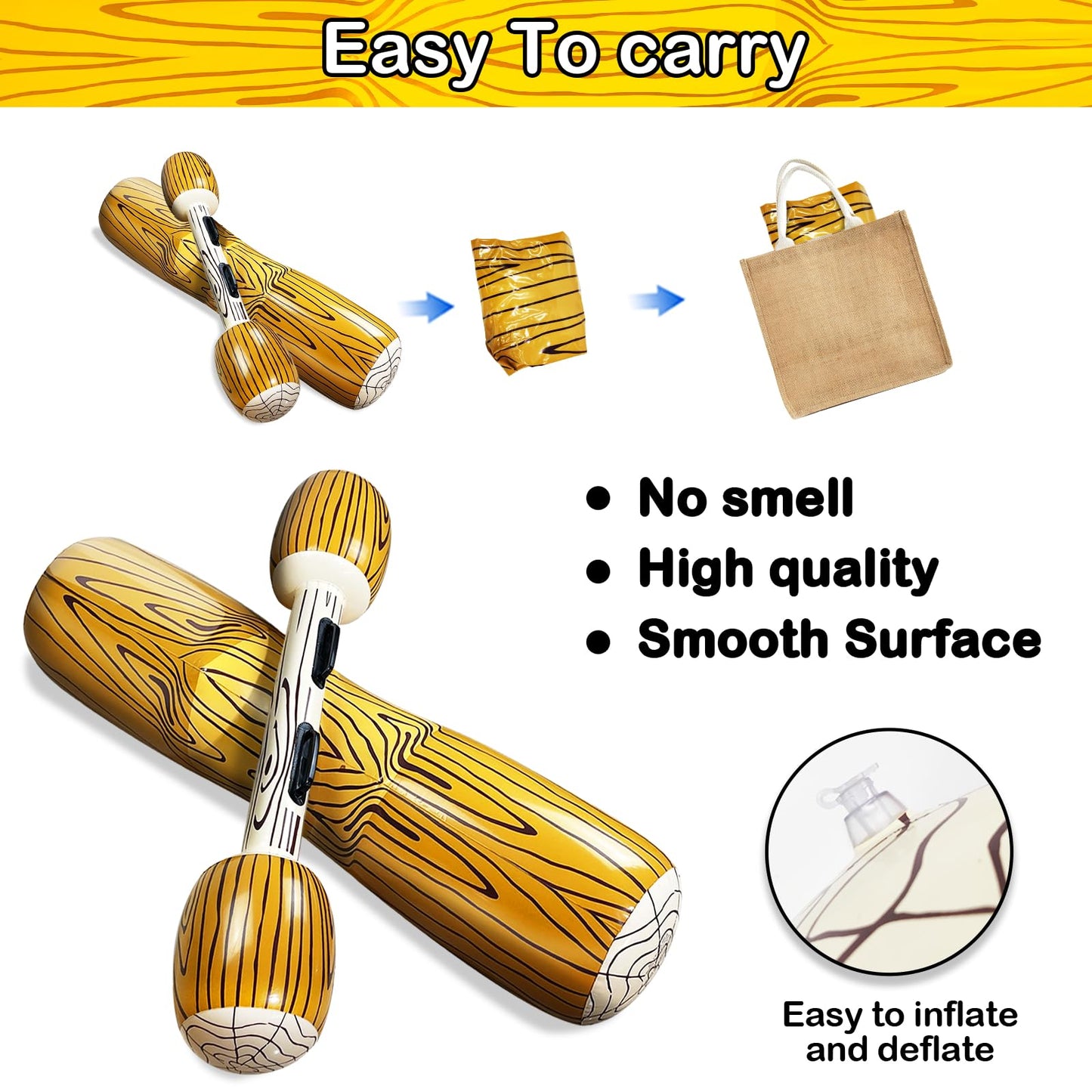 6 Pcs Jumbo Inflatable Battle Log Rafts Pool Toys for 3 Players Pool Games for Kids Adults,Inflatable Floating Row Pool Floats for Kids Ages 6-8,8-12,Adult and Family Summer Swimming Pool Party Beach