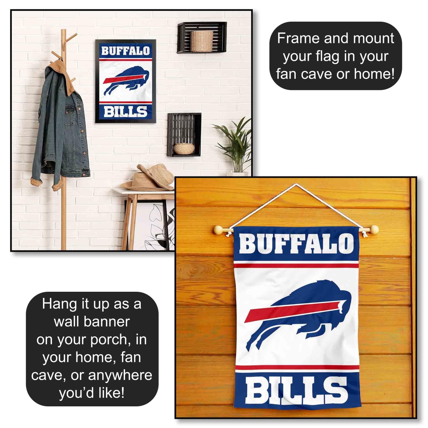 Buffalo Bills White Logo Garden Flag Double Sided Banner