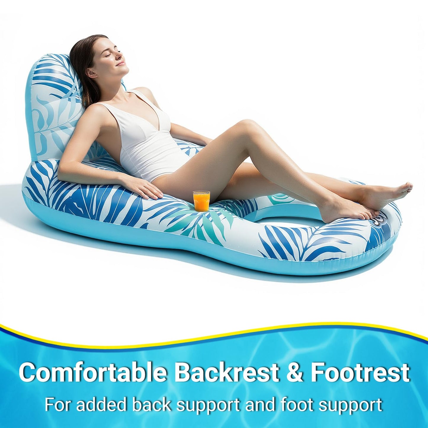 Pool Floats for Adults,Inflatable Chair Lounger Floaties with Drink Holder,Travel Pool Beach Lake Swim Inflatables Water Floating Rafts