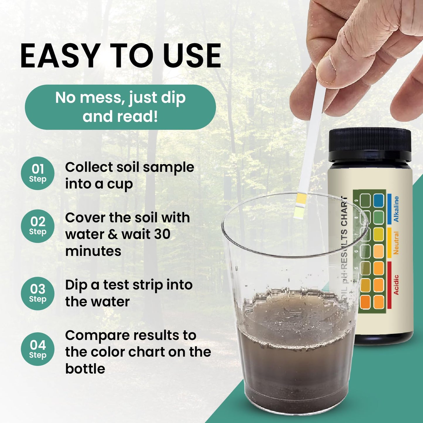 Soil pH Test Kit (3-9 Range) – 100 Test Strips for Garden, Lawn, Vegetable & Flower Beds | Quick & Easy Soil pH Monitoring for Indoor & Outdoor Plants | Leaping Lynx